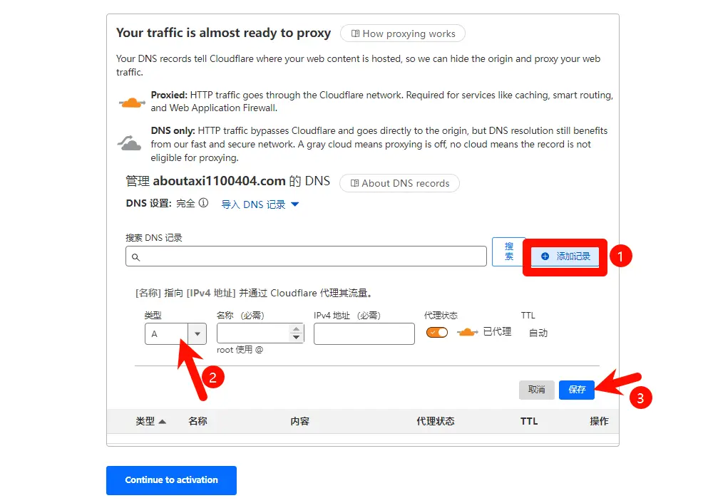 在 Cloudflare 添加 CNAME 记录