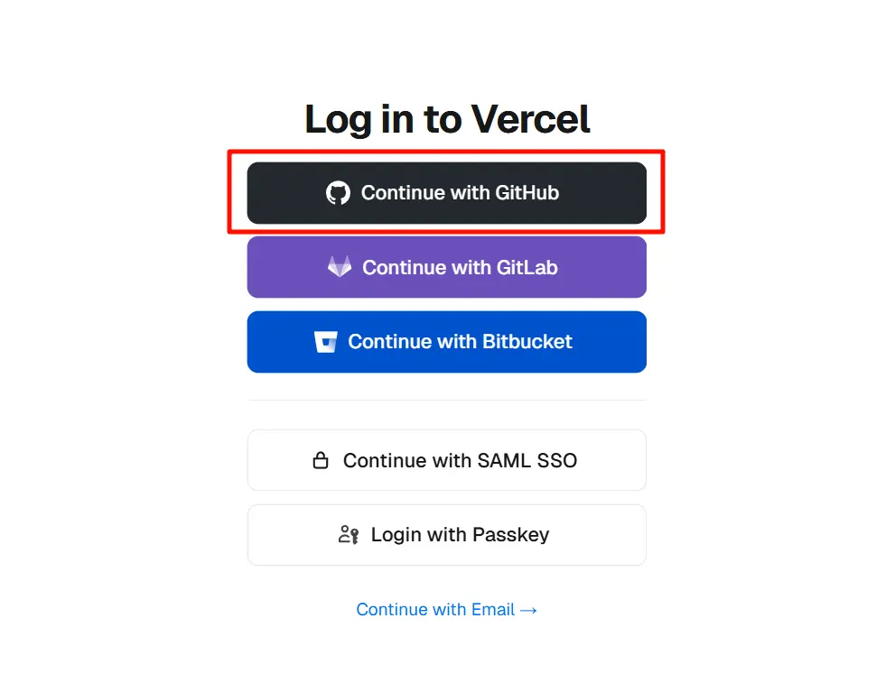 Vercel 登录页面